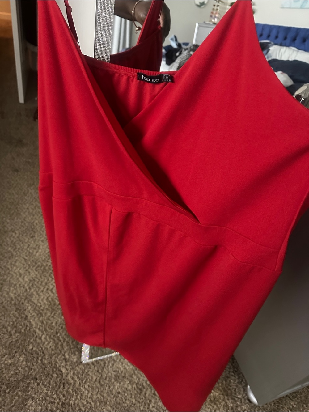 Boohoo Red V-Neck Sleeveless dress